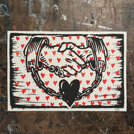 Stuck w/ me — handmade block print