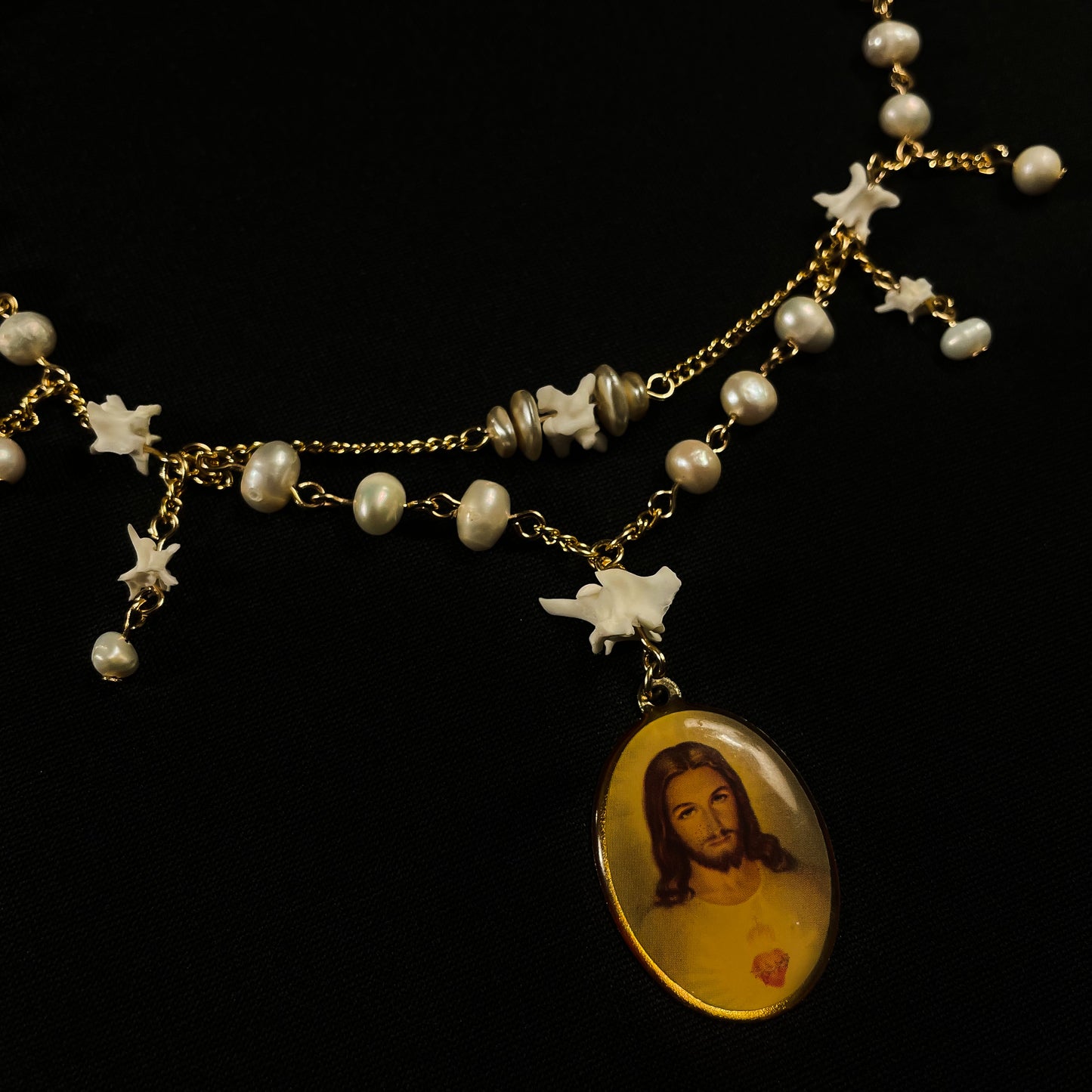 Layered Gold Jesus Necklace