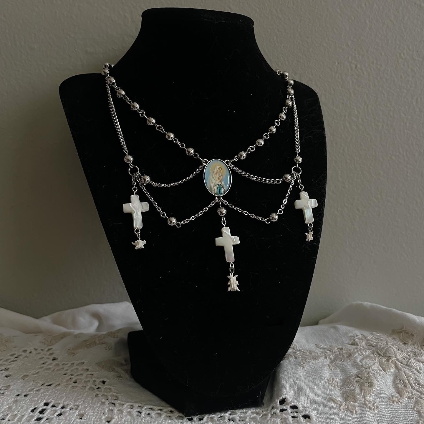 Mother Mary - Mother of Pearl Necklace