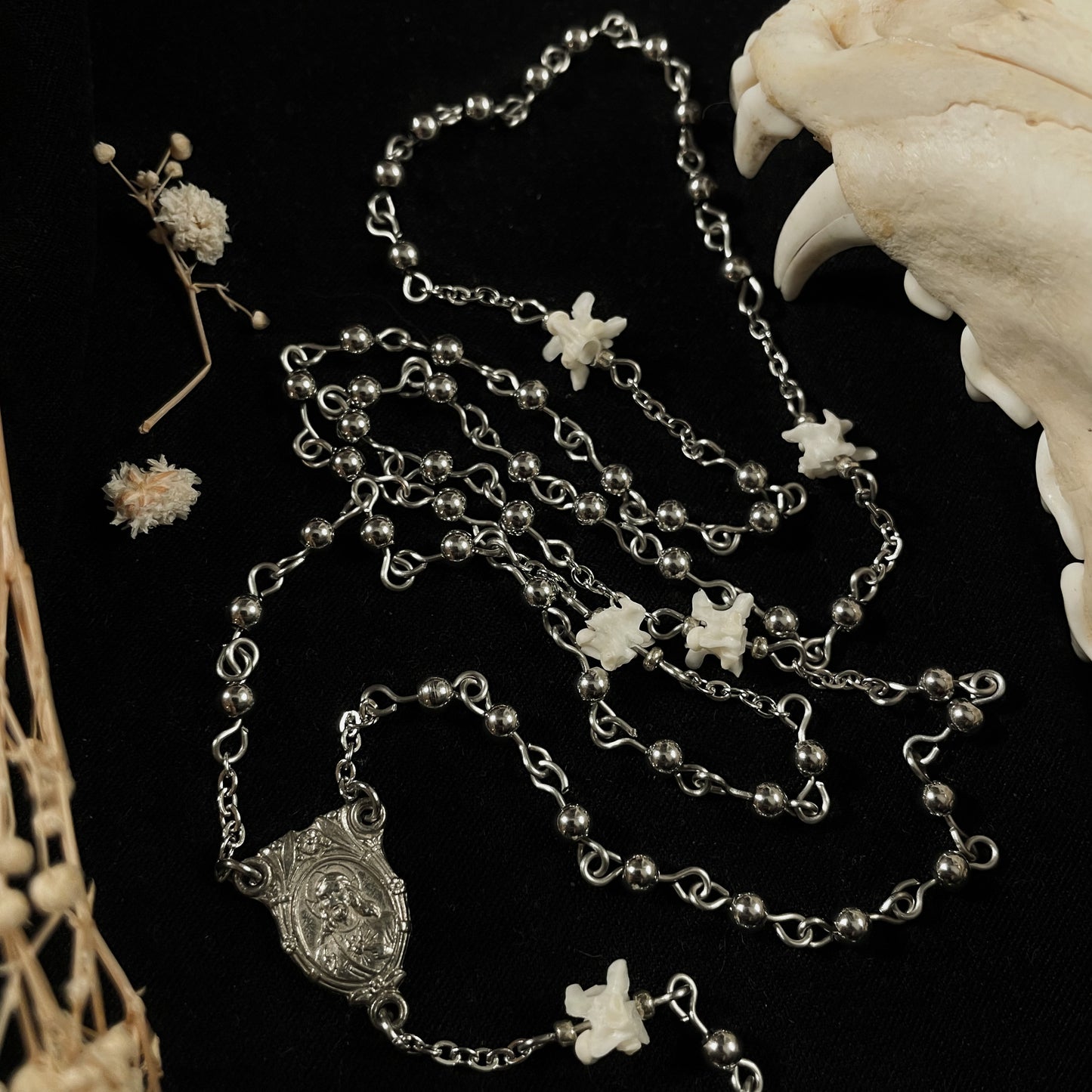 Stainless Steel & Bone rosary