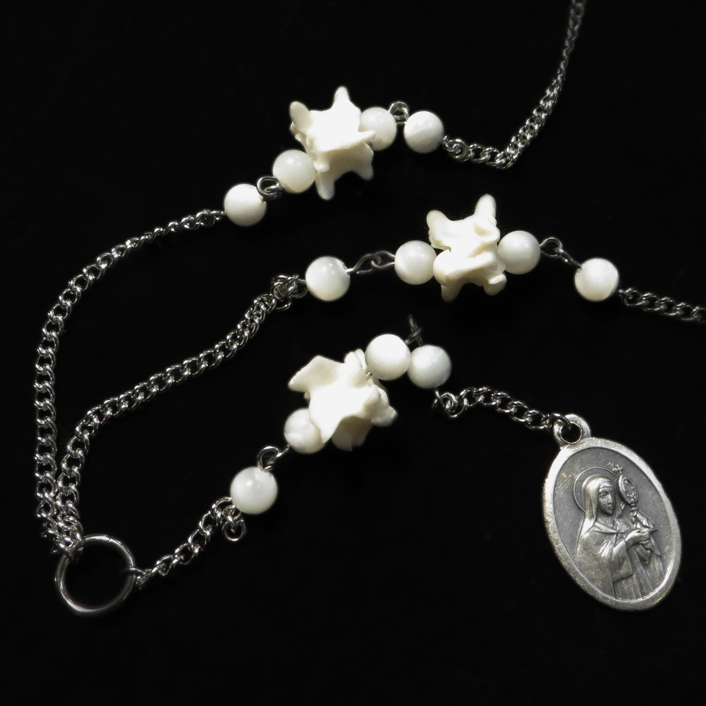 Bone and Mother of Pearl Lariat Necklace