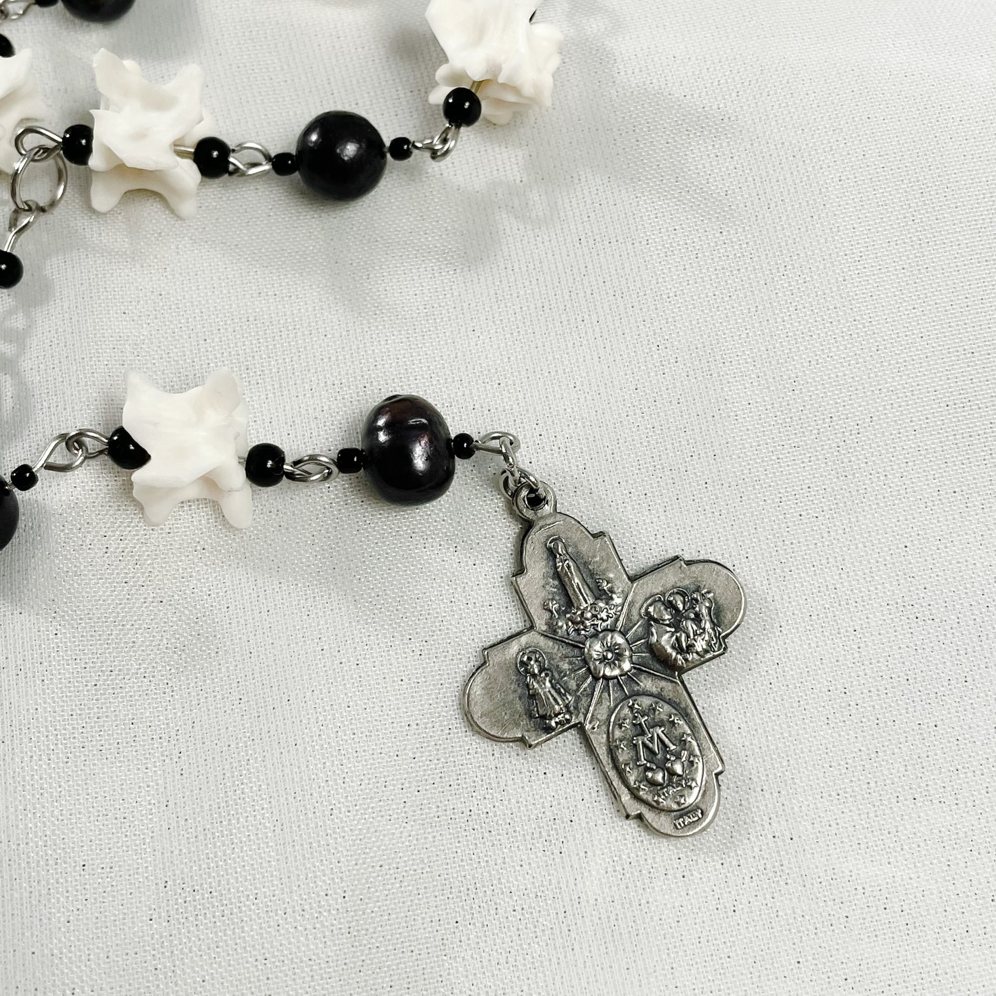 O-ring Bone Rosary style necklace