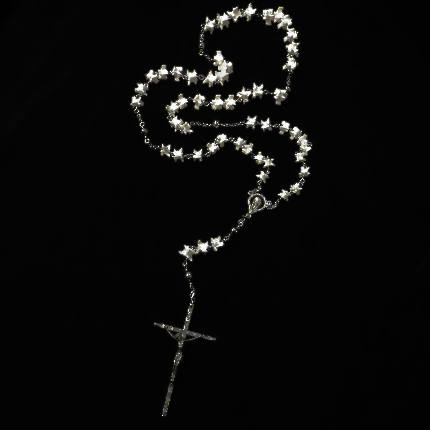 Bone Rosary w/ Stainless Steel Beads