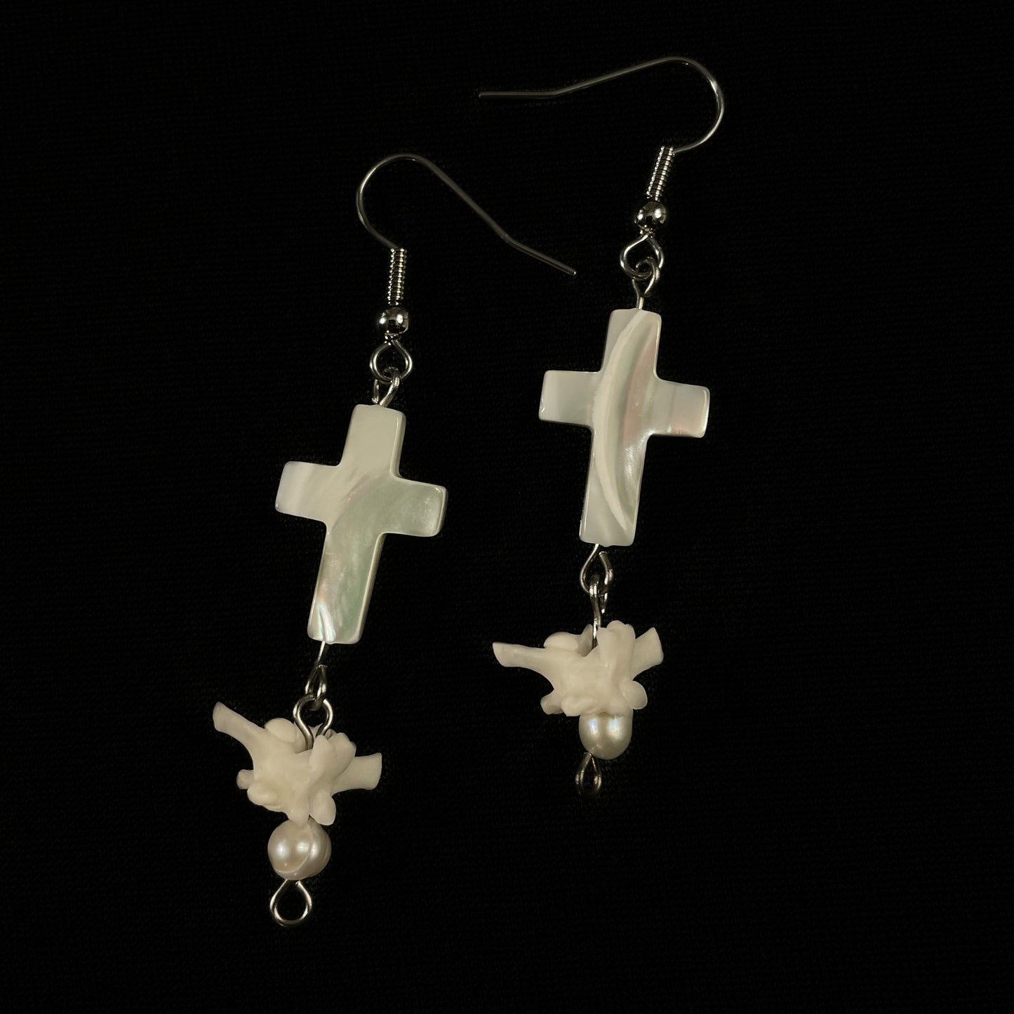 Pearl Cross Earrings