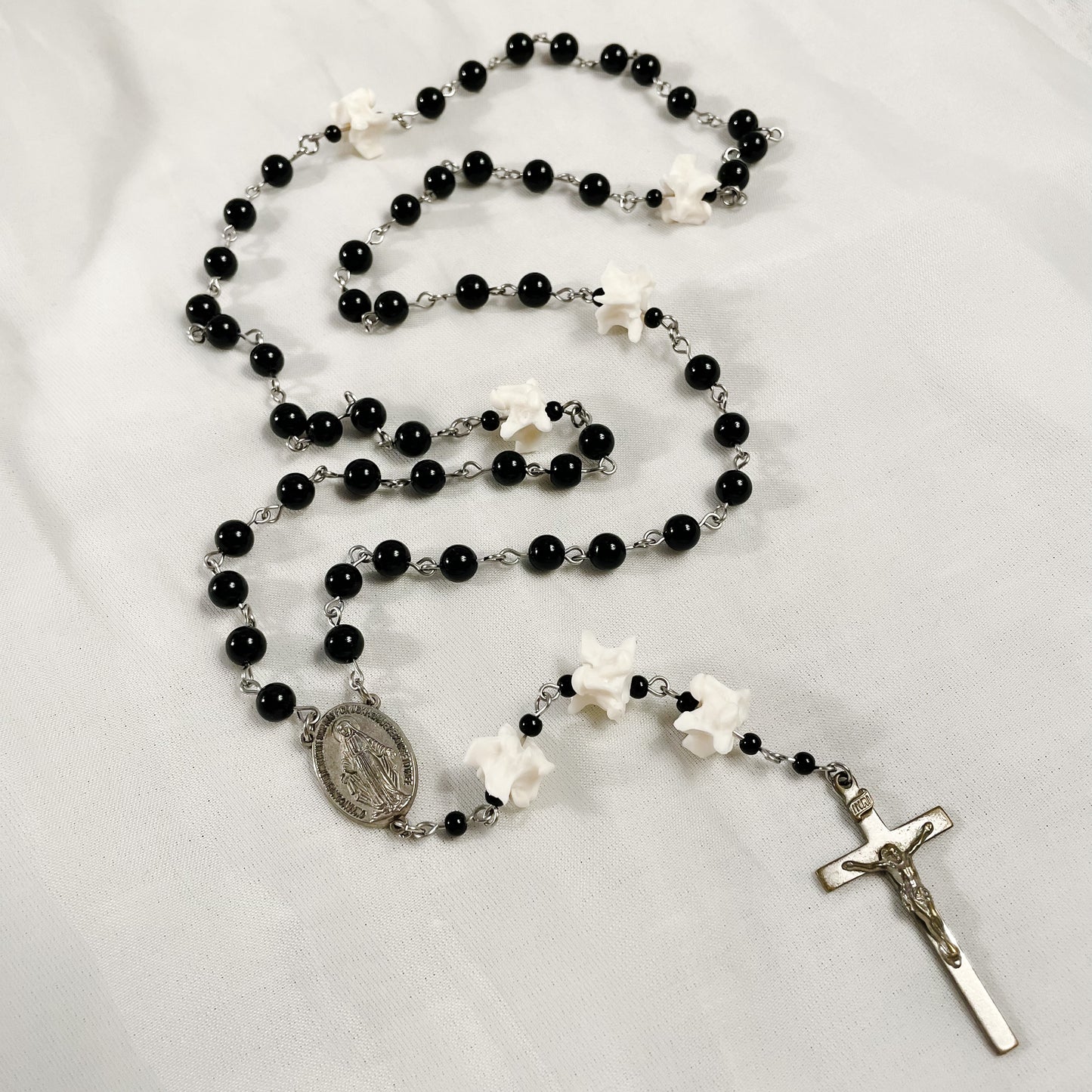 Sleek Black Bone Rosary