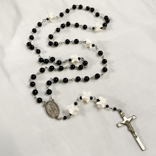 Sleek Black Bone Rosary