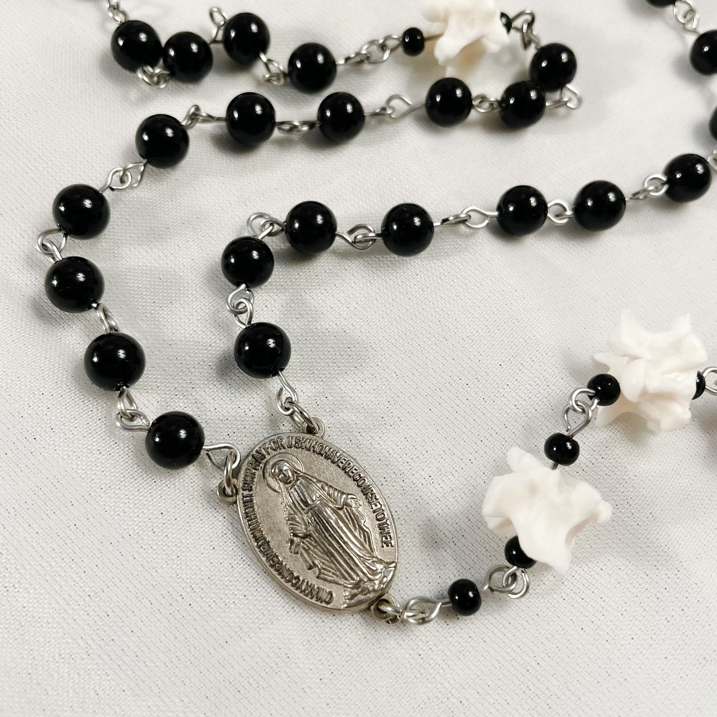 Sleek Black Bone Rosary