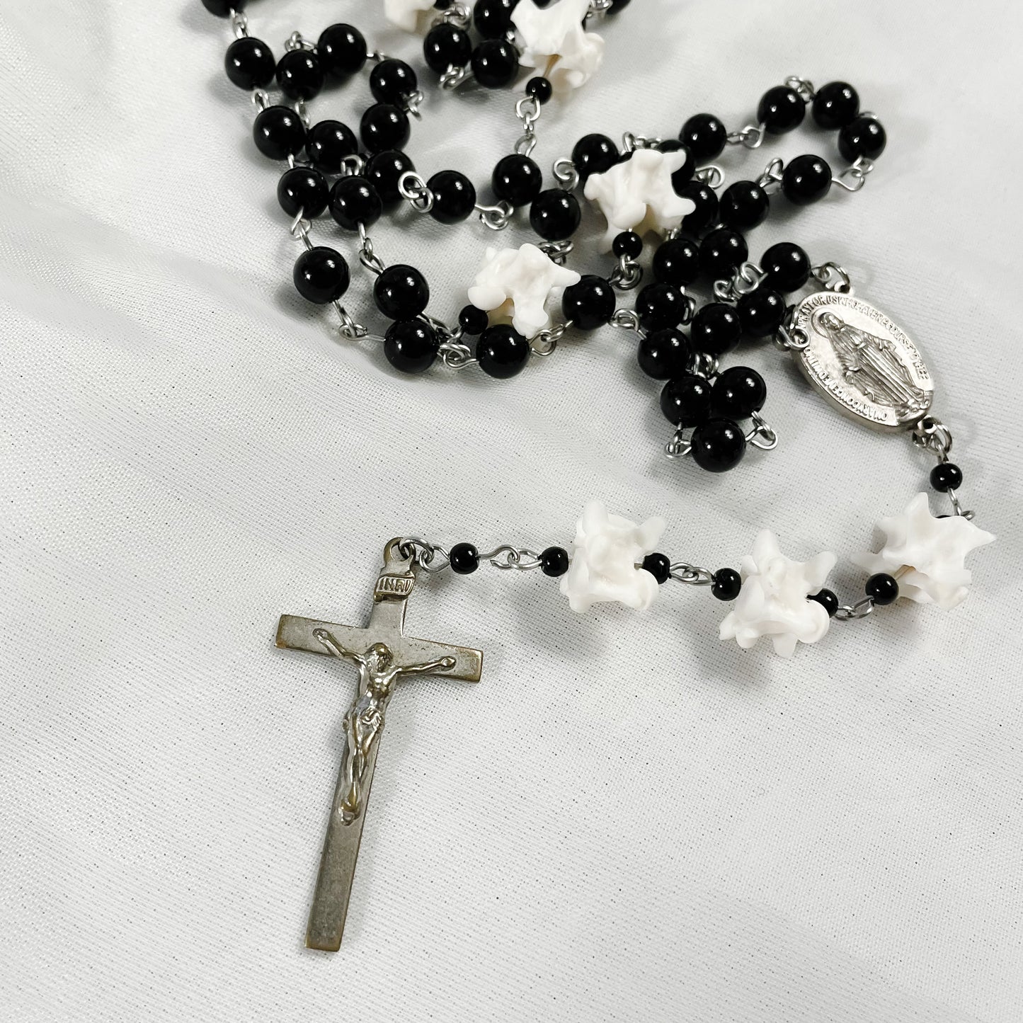 Sleek Black Bone Rosary