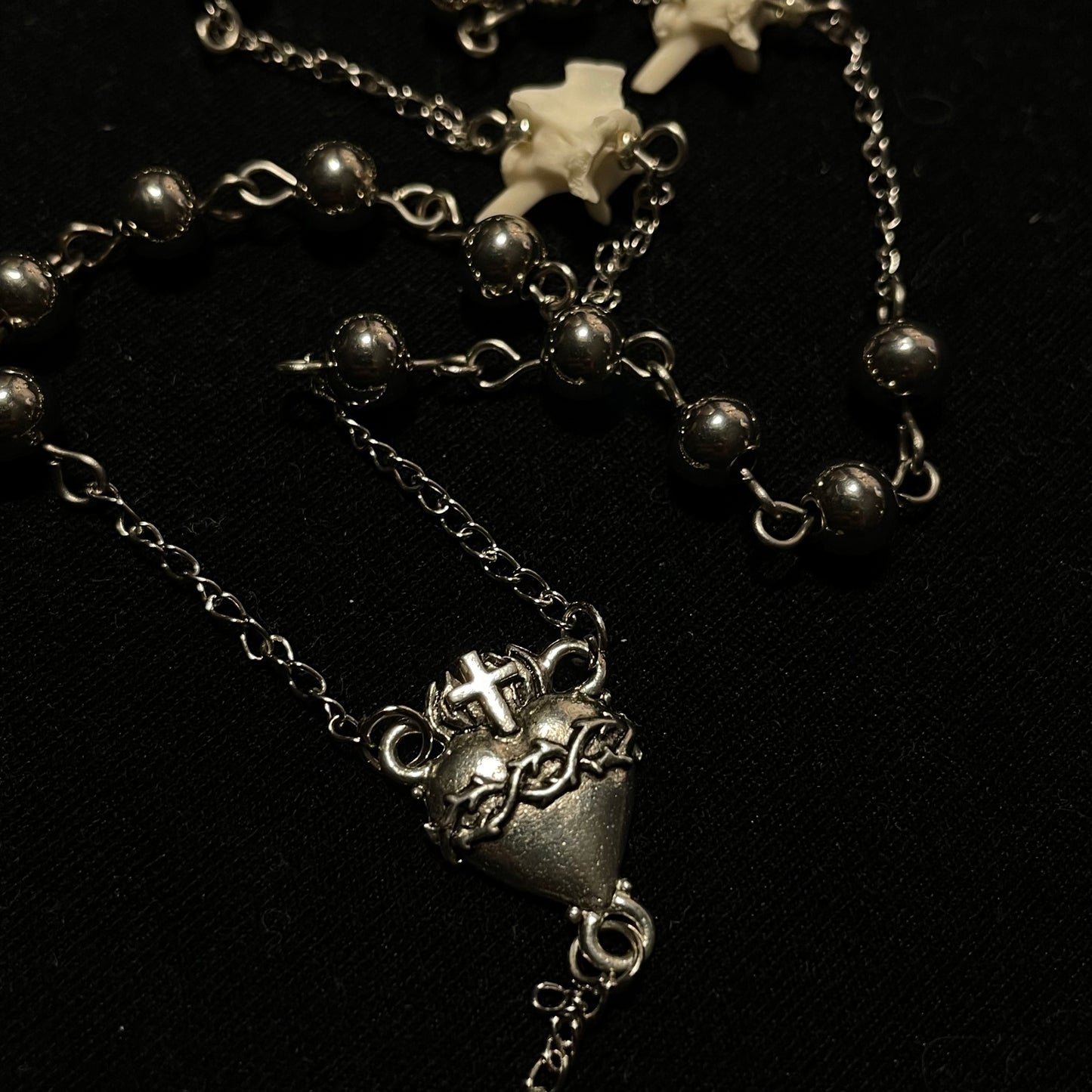 Metal Bone Rosary style necklace