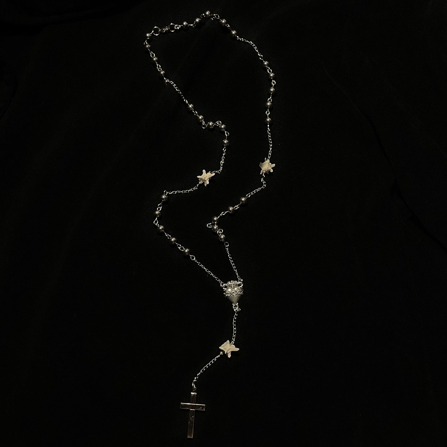 Metal Bone Rosary style necklace