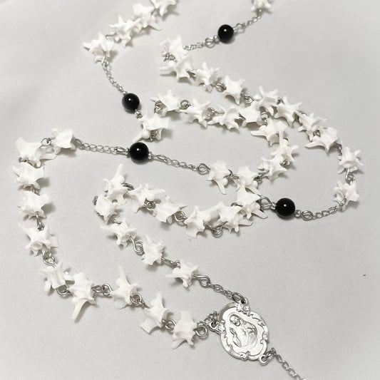 Bone Rosary w/ black onyx beads