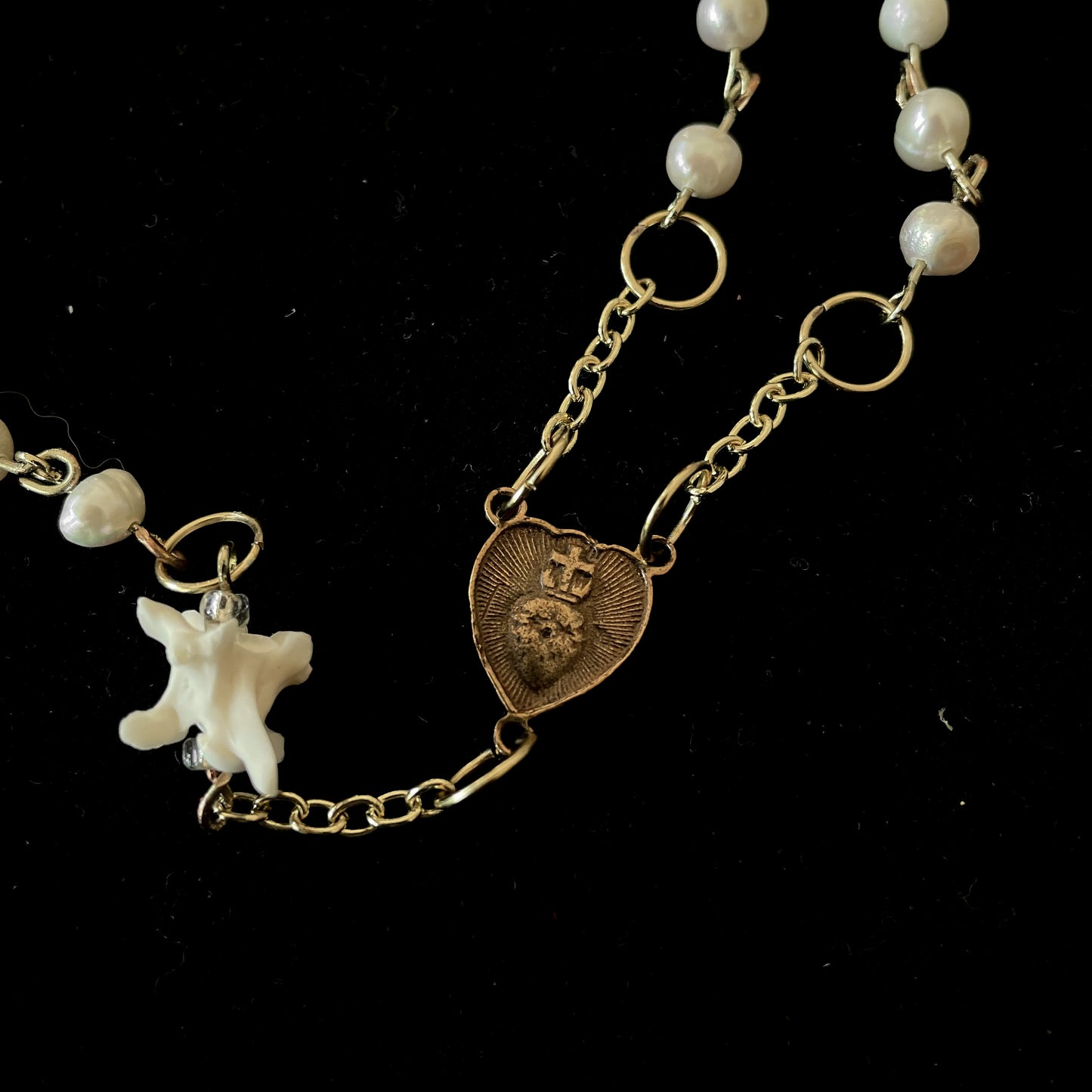 Freshwater pearl bone rosary