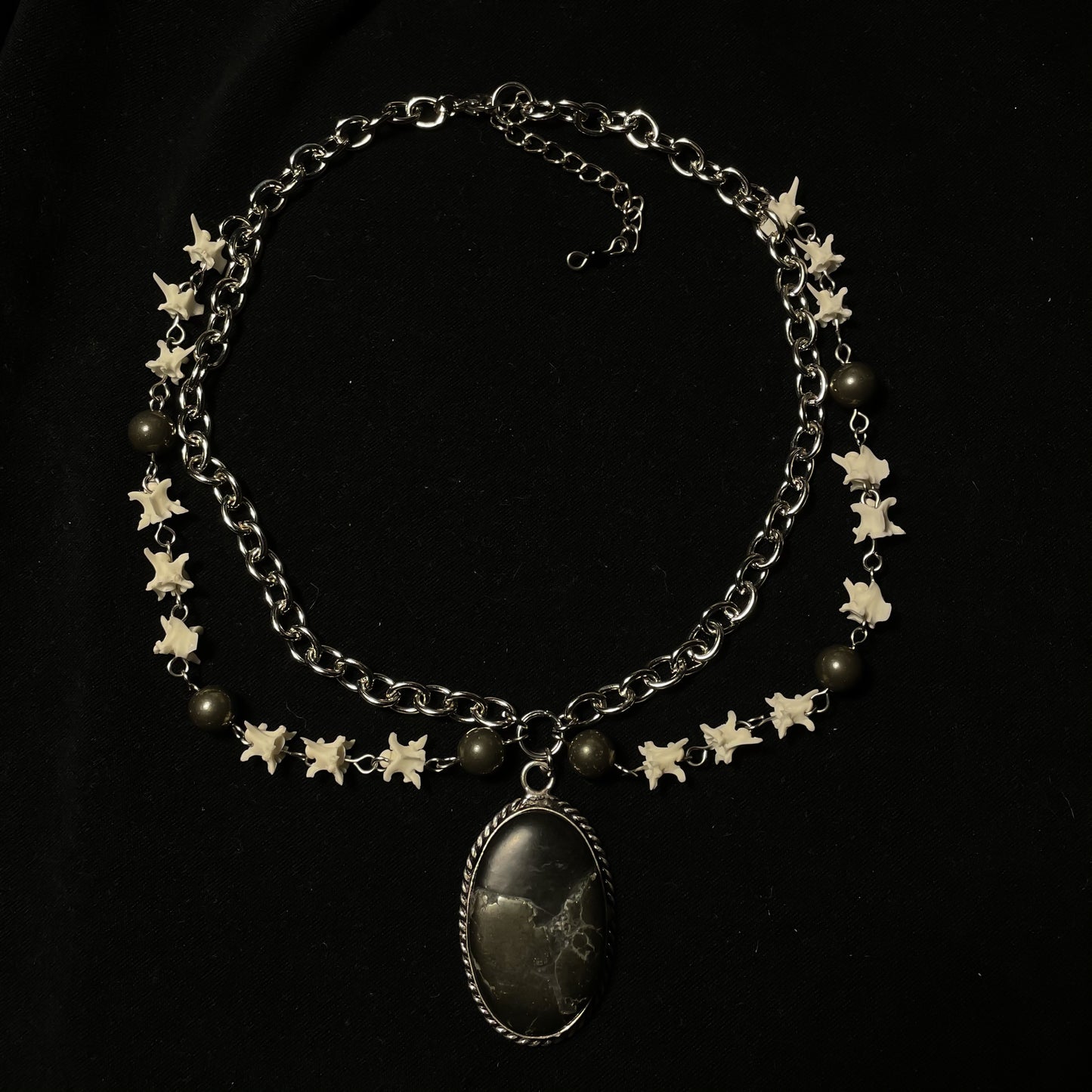 Pyrite & bone necklace