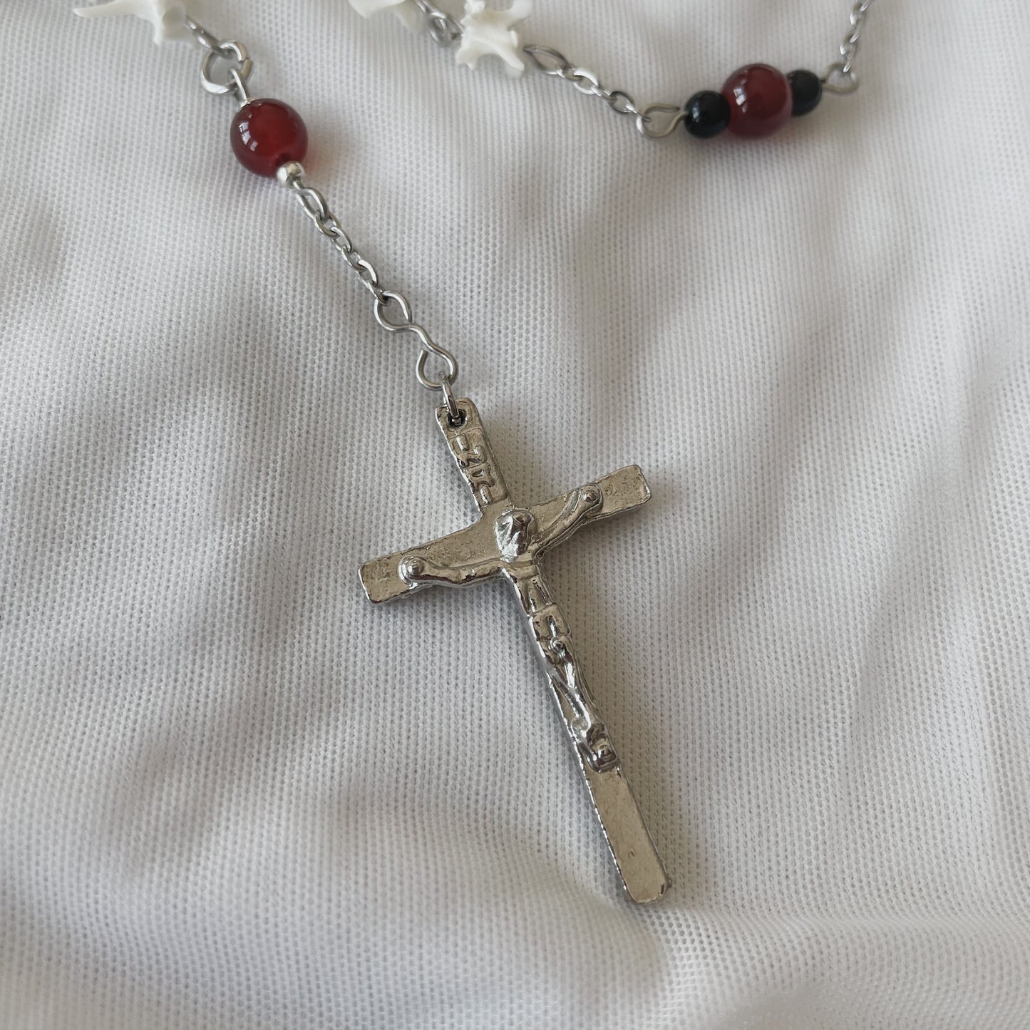 Bleeding heart bone rosary