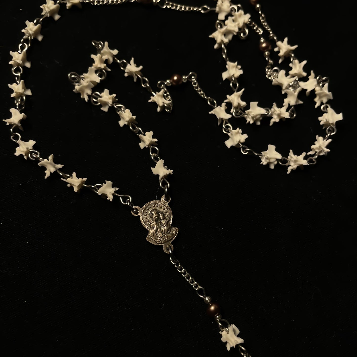 Bone rosary w/ brown accents