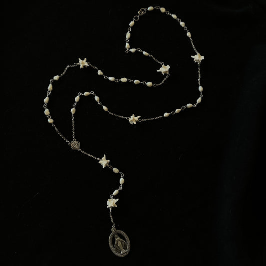 Freshwater pearl bone rosary w/ chain