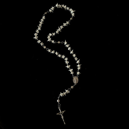 Bone rosary w/ silver accents