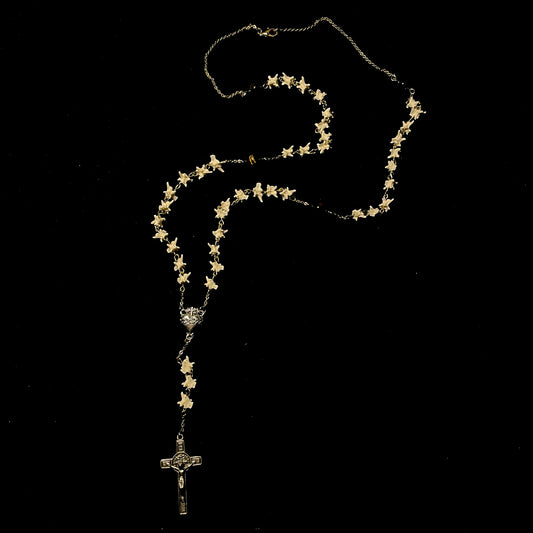 Sacred heart bone rosary w/ tigers eye