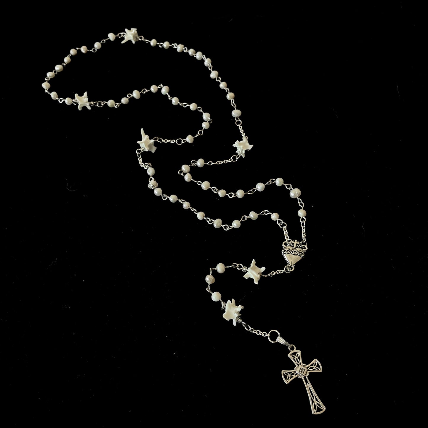 Freshwater pearl bone rosary