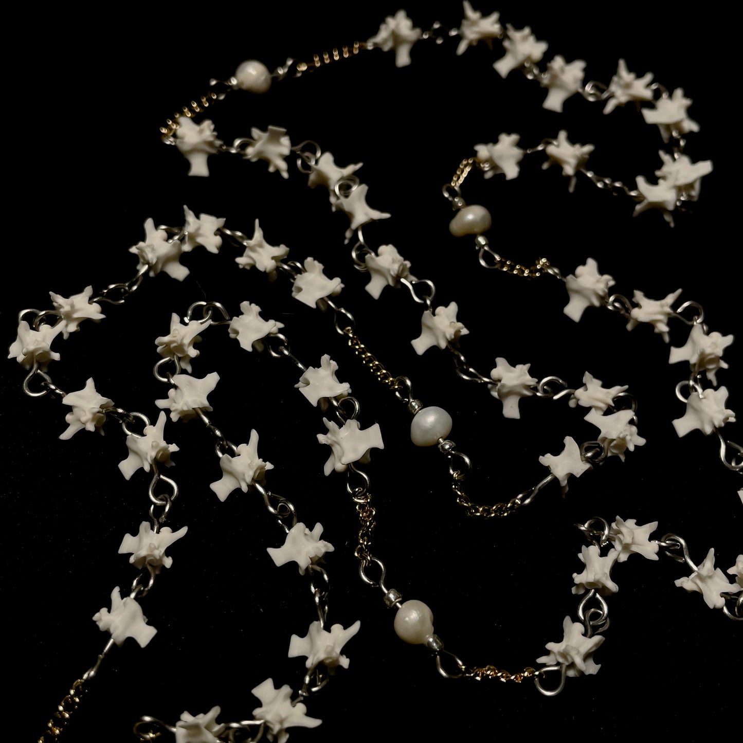 Vintage freshwater pearl Bone Rosary