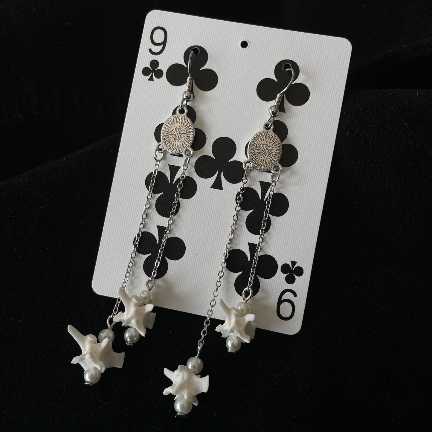 Twin bone earrings—pearl