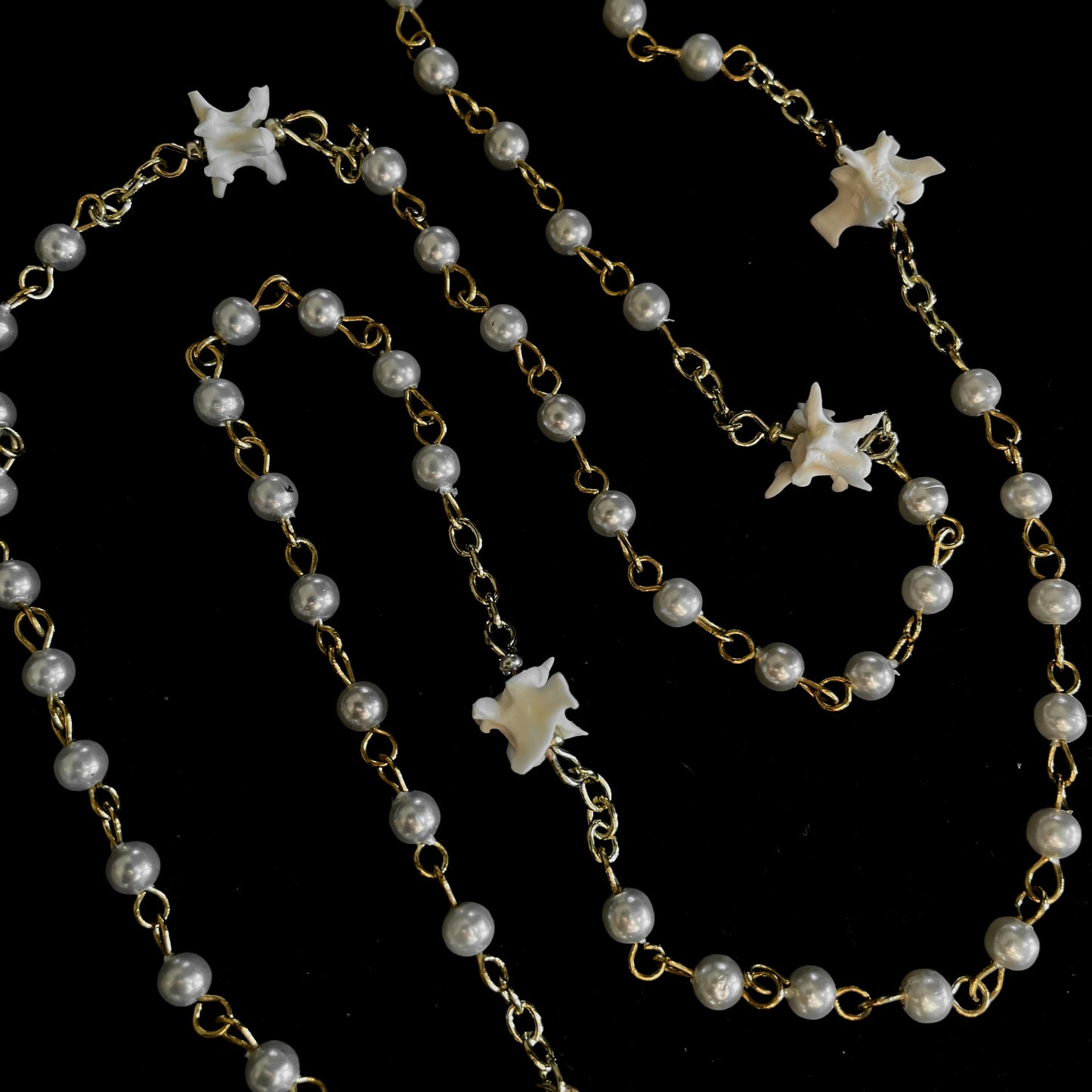 Faux pearl & bone rosary