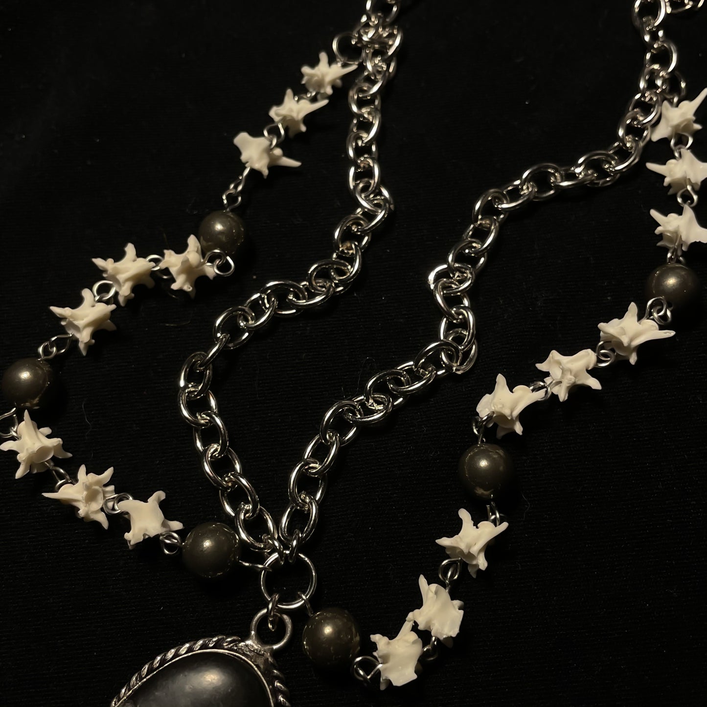 Pyrite & bone necklace