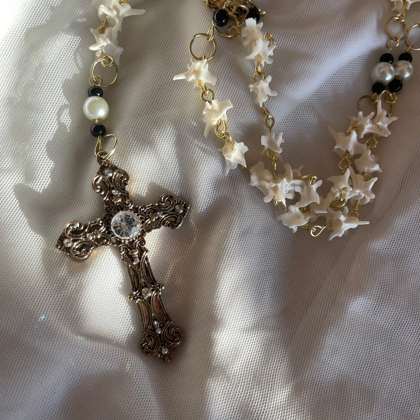 Golden heart bone rosary