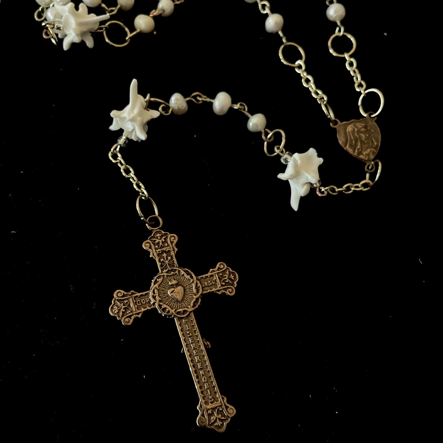 Freshwater pearl bone rosary