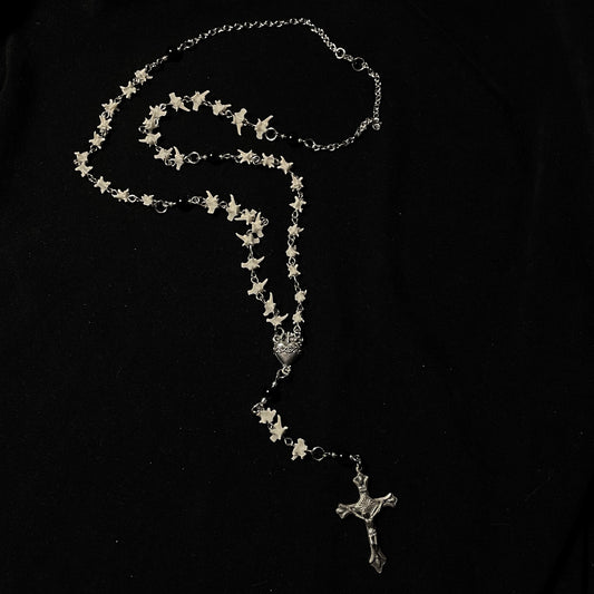 Sacred heart bone rosary w/ chain