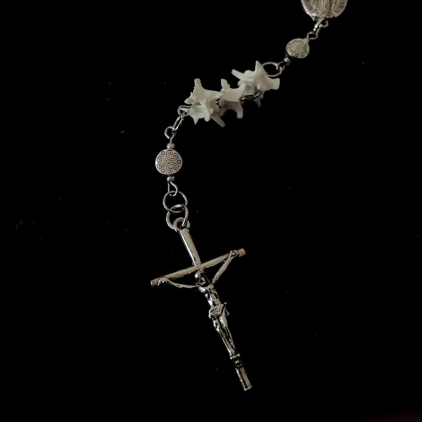 Bone rosary w/ silver accents