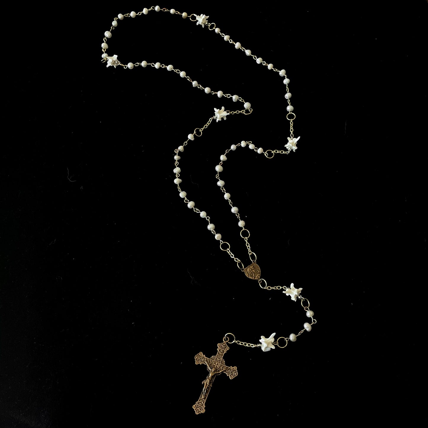 Freshwater pearl bone rosary