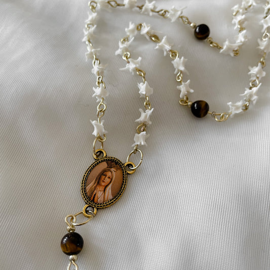 Bone rosary w/ tigers eye