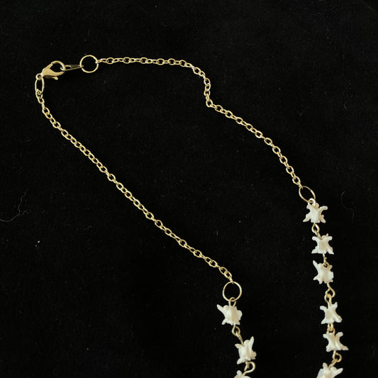 Bone rosary, silver & gold