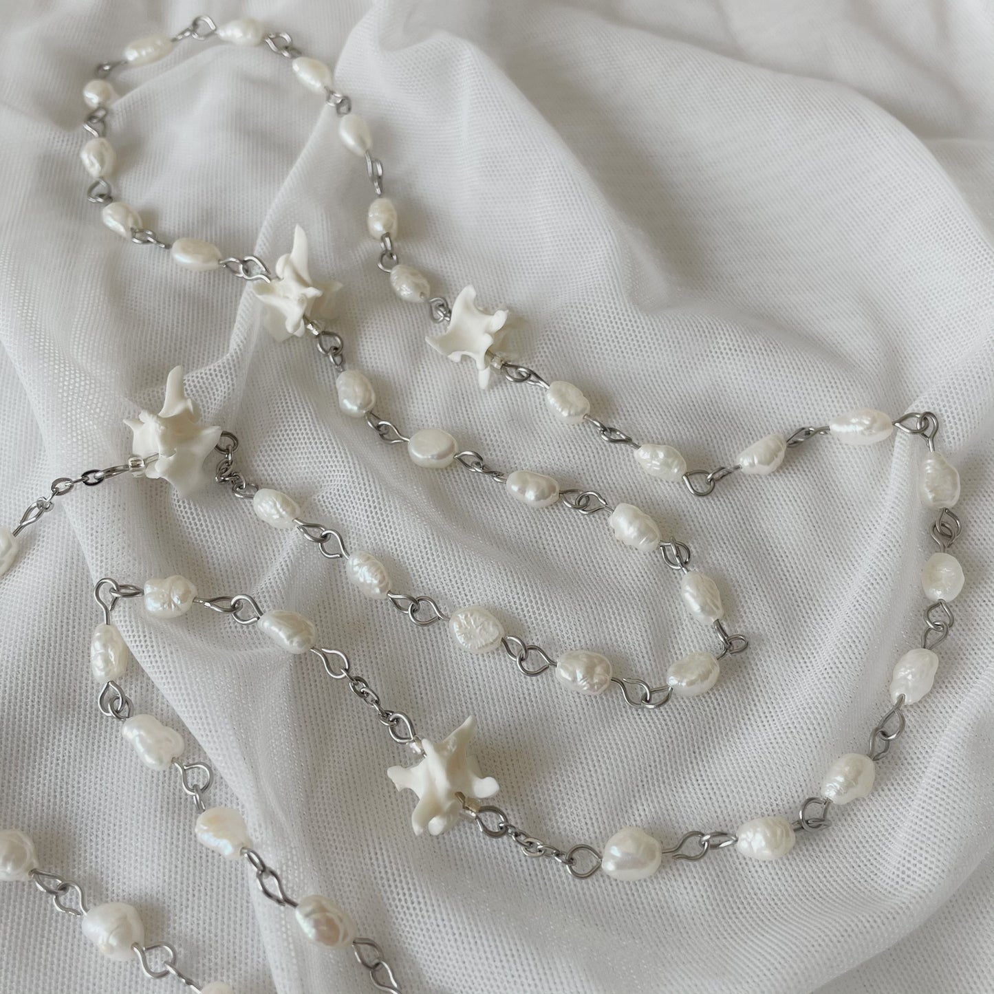 Freshwater pearl bone rosary w/ antique cameo