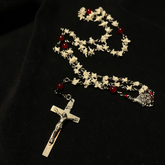 Bleeding heart bone rosary