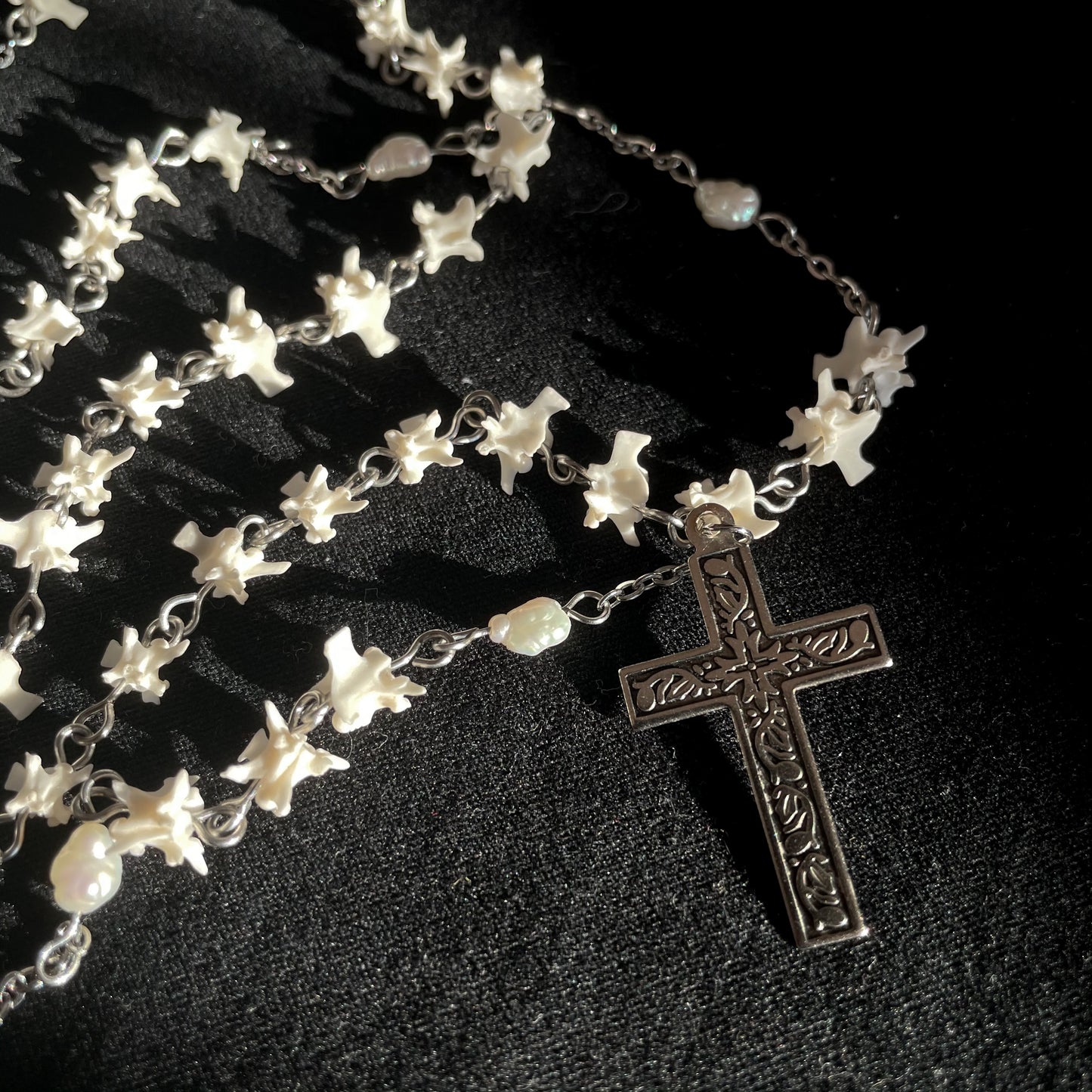 Bone rosary w/ relic