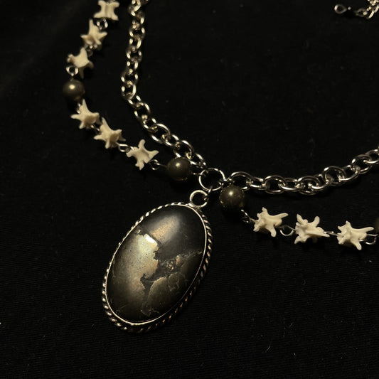 Pyrite & bone necklace