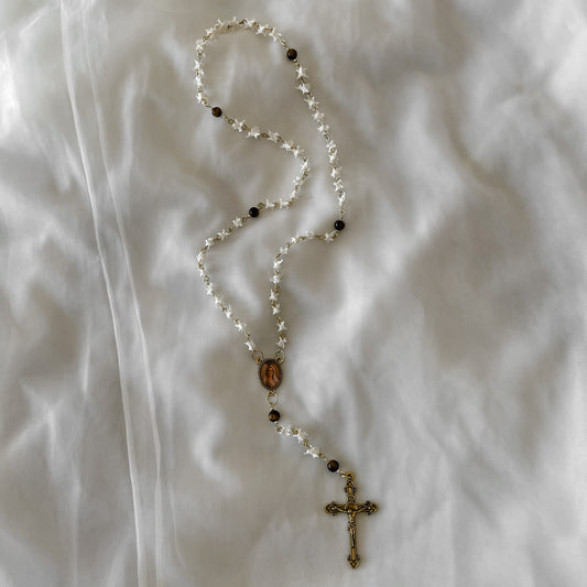 Bone rosary w/ tigers eye