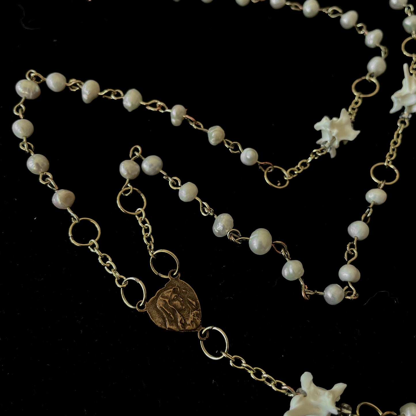 Freshwater pearl bone rosary