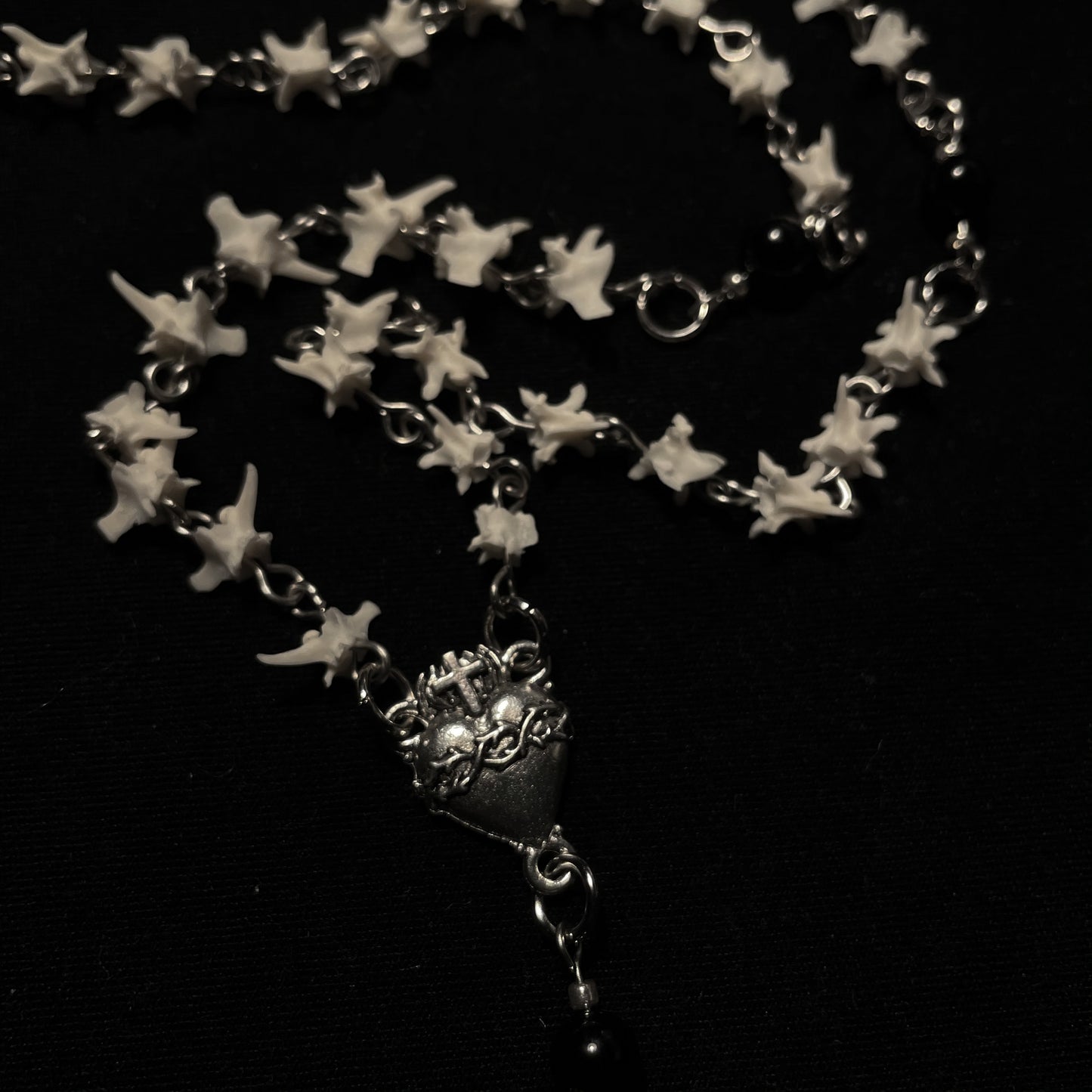 Sacred heart bone rosary w/ chain